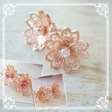 画像: 3way CZダイヤ・桜の花のピアス ゴールド